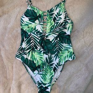 leaf printed one piece
